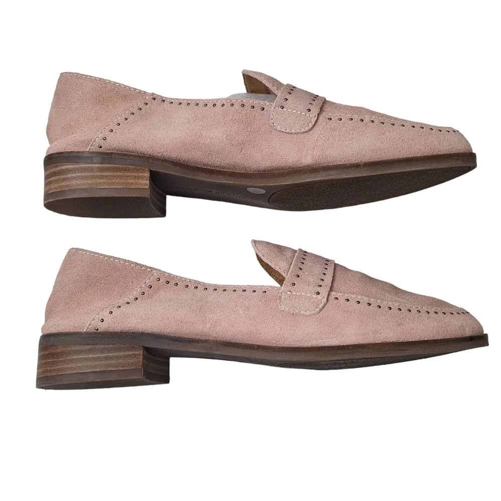 Lucky Brand Sz 10W Crestan Pink Soft Studded Slip-On Suede Loafer Flats Shoes‎